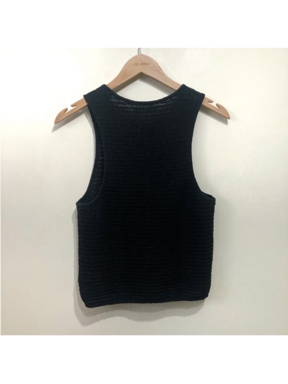 Oak + Fort Black Ribbed Knit Semi-Cropped Tank Top Size Large - Picture 3 of 10